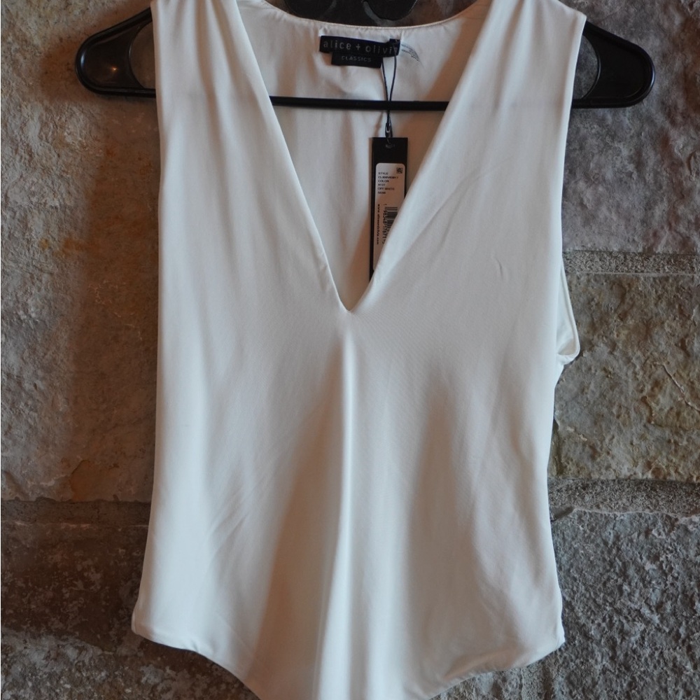 Alice + Olivia white Sleeveless Bodysuit small